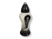 Znicz szklany ZP 756U natrysk 30 cm czarny krzyżem - 1 szt