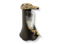 Znicz szklany ZP LAMPA LIŚĆ Złoty 23 cm złota róża - 1 szt