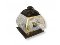 Znicz szklany ZPD Kopernik żywica 23 cm holograficzny, złota róża - 1 szt