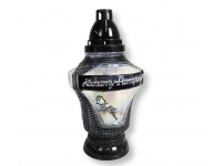 Znicz szklany ZPD L10 35 cm holograficzny czarno-srebrny, róża, napis - 1 szt