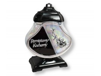 Znicz szklany ZPD PERA TŁO 32 cm holograficzny czarno-srebrny, kwiat, napis - 1 szt