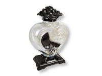 Znicz szklany ZPD Serce ornament 36 cm holograficzny czarny srebrna róża, napis - 1 szt