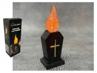 Znicz, WKŁAD LED ŻYWY PŁOMIEŃ złoty krzyż POMARAŃCZOWY OGNISTY 17 cm A7162O